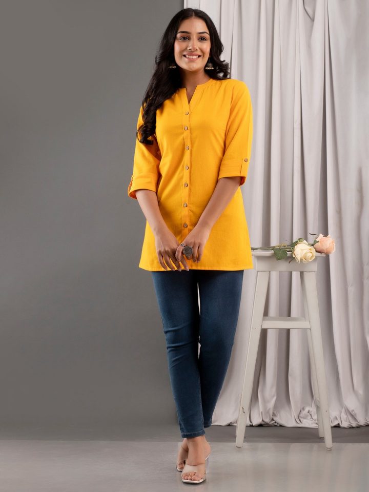 273b6f7a-8667-4858-8497-29f84032d1a91718010177228-Kohsh-Mandarin-Collar-Rooll-Up-Sleeves-Pure-Cotton-Top-17717-2