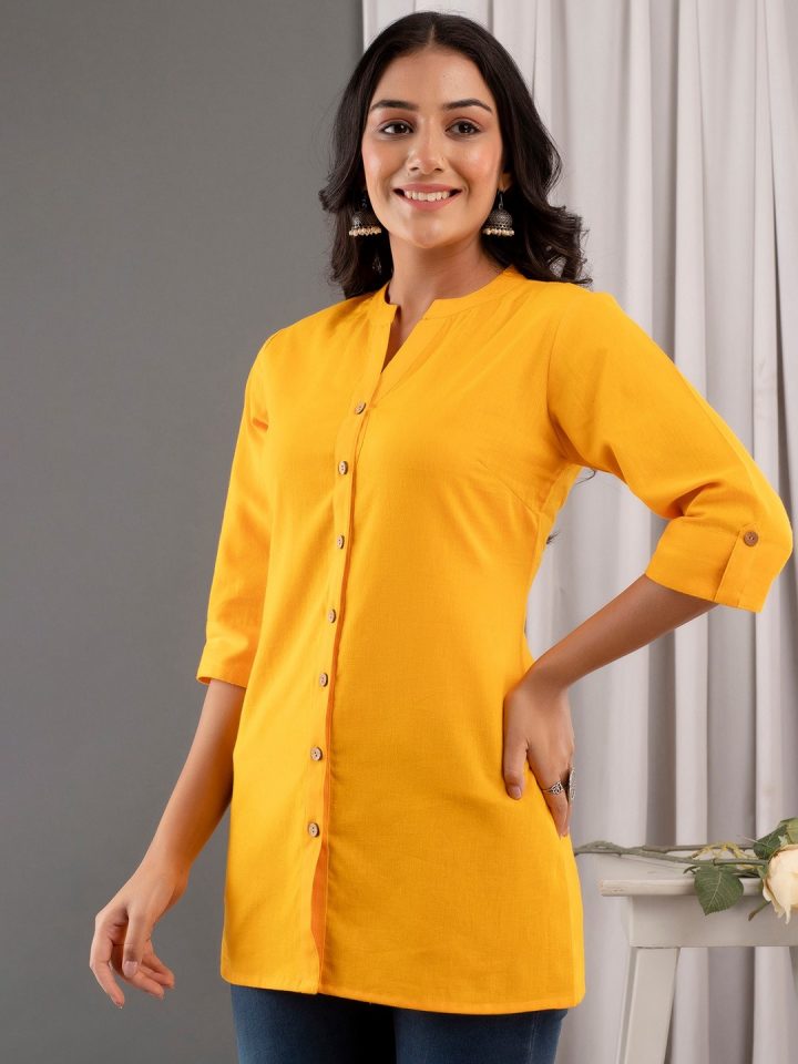 79606583-d692-404a-905a-90606f6c1d211718010177171-Kohsh-Mandarin-Collar-Rooll-Up-Sleeves-Pure-Cotton-Top-17717-4