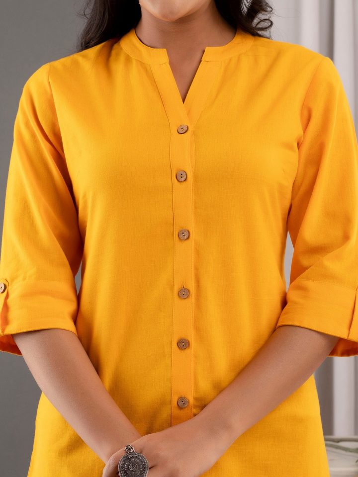 81c1afe3-d99f-4921-b12d-0211ff59b8a71718010177115-Kohsh-Mandarin-Collar-Rooll-Up-Sleeves-Pure-Cotton-Top-17717-6