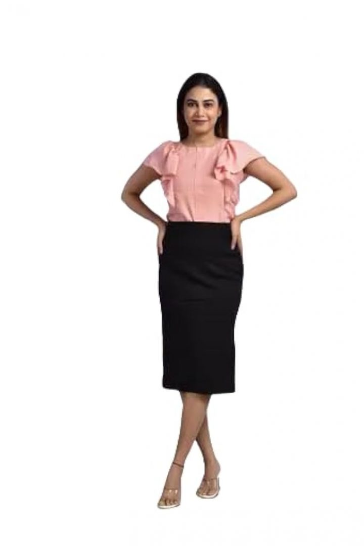 Ruffle Sleeve Top & Pencil Skirt Set