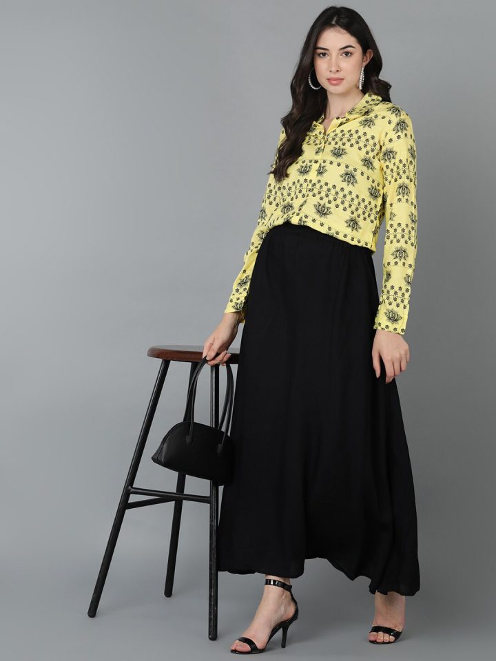 76bc6ec2-8e67-41ec-a374-d04b0de064841688733926861WomenFitandFlareYellowandBlackTopandSkirtSet5