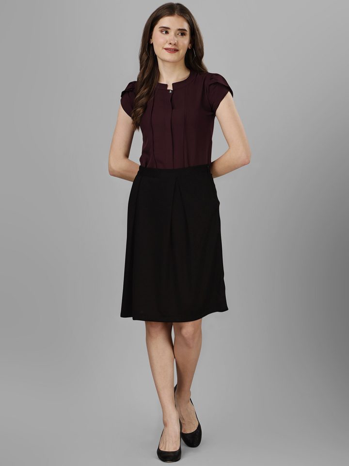 Layered Sets: Short Sleeve Mandarin Collar Top & Skirt