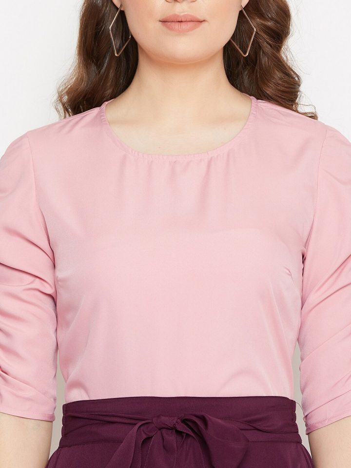 eccdf506-c525-468a-aa1e-1f16c79d56ca1714200913694WomenPinkBurgundySolidTopwithSkirt2